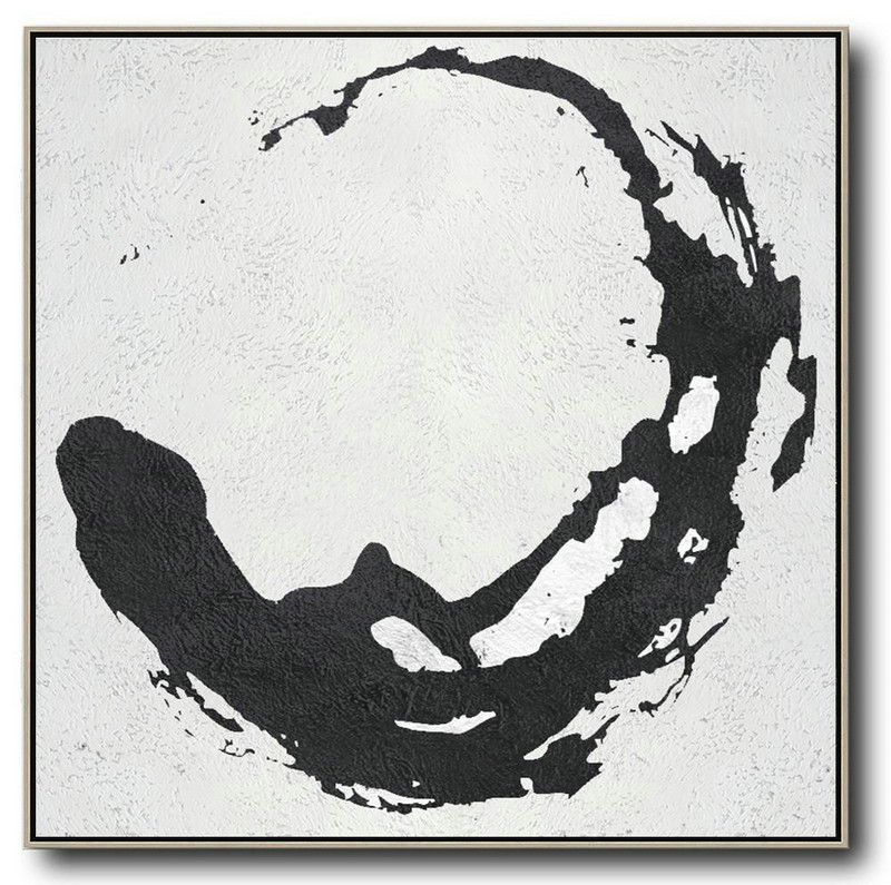 Handmade Large Contemporary Art,Oversized Minimal Black And White Painting - Hand Paint Large Art